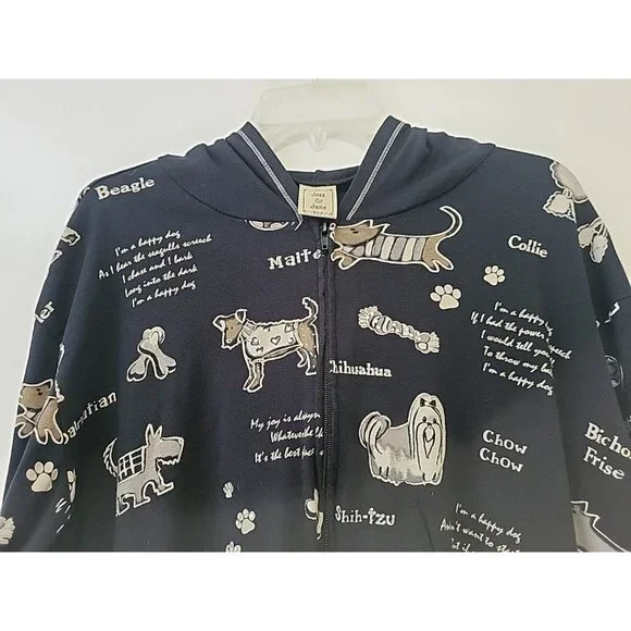 Jess and Jane Dog Town Hooded Sweatshirt Full Zip Rhinestone Black 3X - Picture 2 of 8